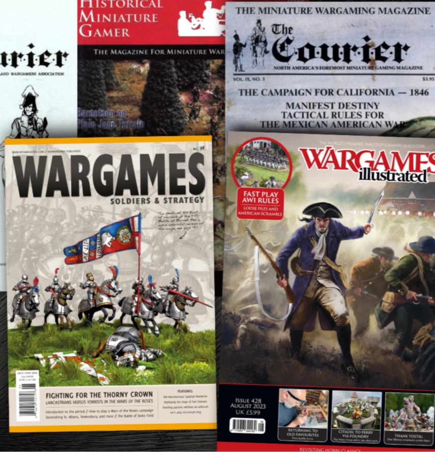 Covers from historical miniature wargaming magazines in The Wargame Library collection